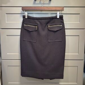 J. Crew Pencil Skirt with Zipper Pockets, Navy Blue, Wool